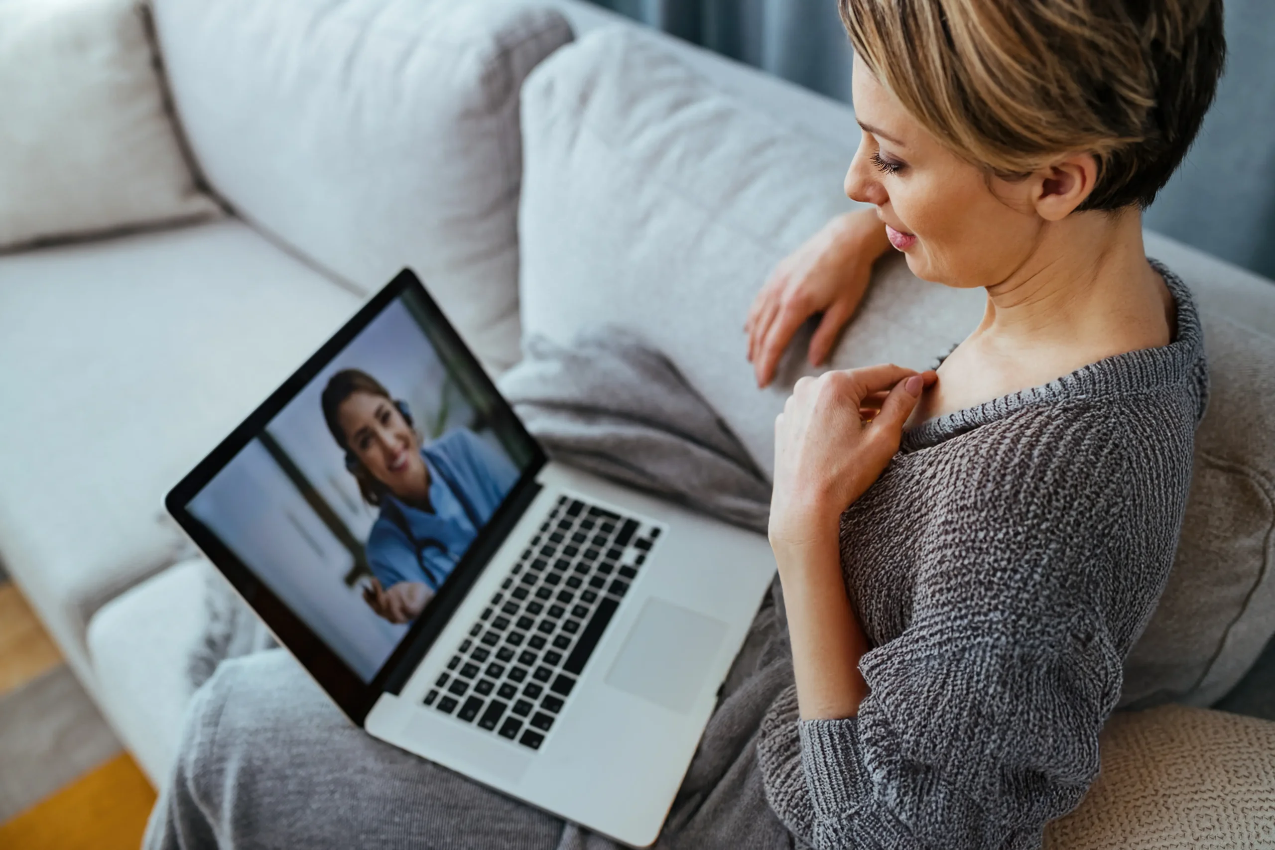 woman using laptop
